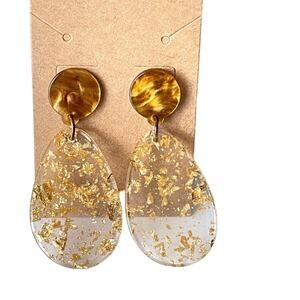 Nordstrom Earrings Dangling Gold Flecked Acrylic